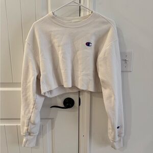 Women’s Champion White Reverse Weave Cropped Sweater